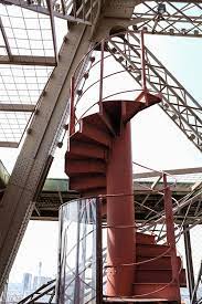 The spiral staircase section on the 1st floor of the Eiffel Tower